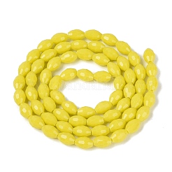 オペークソリッドカラーガラスビーズ連売り  ライス  多面カット  シャンパンイエロー  8~9x5~6mm  穴：0.9~1mm  約67~68個/連  22.83~23.62インチ（58~60cm）&nbsp;GLAA-N071-01A-C03