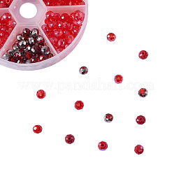 AB色ガラスビーズ連売りメッキ  多面カット  ラウンド  レッド  6x5mm  穴：1mm  6色  50個/カラー  300個/箱&nbsp;EGLA-CJ0001-09