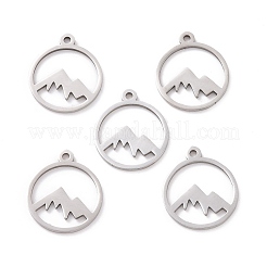 変色しない201ステンレススチールレーザーカットペンダント  山  ステンレス鋼色  17x14.5x1mm  穴：1.5mm&nbsp;X-STAS-S105-T901-1S