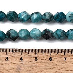 天然な地図の石のビードの繊維  スターカットラウンドビーズ  染め＆加熱  多面カット  ティール  7~8x7~8x7~8mm  穴：1mm  約46~47個/連  14.72''~15''（37.4~38.1センチメートル）&nbsp;G-Z119-A23-02