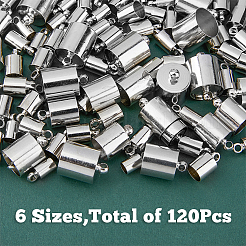 真鍮コードエンド120サイズ6個  エンドキャップ  プラチナ  8~14x4~10mm  穴：1~2mm  内径：3~9mm&nbsp;KK-FH0006-42P