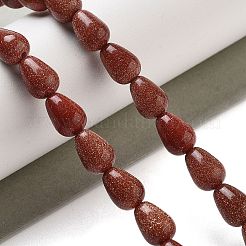 合成ゴールドストーン金砂石ビーズ連売り  ティアドロップ  9x6mm  穴：1.2mm  約44個/連  15.75''（40センチメートル）&nbsp;G-B106-A06-01