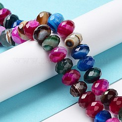 天然バンド /縞aビーズ連売り  染め＆加熱  ファセットロンデル  カラフル  10~10.5x6.5~6.8mm  穴：1mm  約56~58個/連  15.35~15.39''（39~39.1センチメートル）&nbsp;G-E605-A01-01A