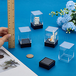 長方形のプラスチック製の収納ボックス  ギフトケース  ブラック  4x4x6.9cm&nbsp;CON-WH0086-122