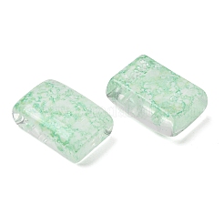 2穴の焼き付け塗装透明ガラスビーズ  長方形  淡緑色  17.5x11.5x7mm  穴：1.6mm  約387個/1000g&nbsp;GL-CBA5BF9-01D