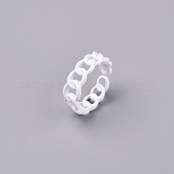 スプレー塗装された合金カフリング  オープンリング  カドミウムフリー＆鉛フリー  カーブチェーン形状  ホワイト  usサイズ7 1/4(17.5mm)&nbsp;RJEW-T011-32E-RS
