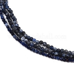 天然石ソーダライトビーズ連売り  ラウンド  多面カット  3~4mm  穴：0.6~0.8mm  約122~128個/連  15.35インチ（39cm）&nbsp;LS-G-RM2025425-A04-A