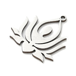 ヨガ201ステンレスペンダント  蓮の花のチャーム  ステンレス鋼色  21.5x19.5x1mm  穴：1.4mm&nbsp;STAS-B136-14P