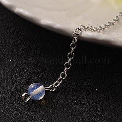 プラチナ トーン ブラス オパライト コーン 六角形の尖ったダウジング振り子  カニカン付き  230x3mm&nbsp;MAK-M015-01J