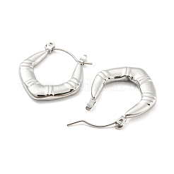 変色しないチャンキーな菱形 304 ステンレススチール製フープピアス (女性用)  ステンレス鋼色  23x21x3mm&nbsp;EJEW-C067-02P
