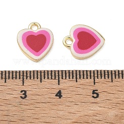 真鍮とエナメルのペンダント  ハートチャーム  ラックめっき  長持ちメッキ  鉛フリー＆カドミウムフリー  18KGP本金メッキ  レッド  12x10.5x2mm  穴：1.6mm&nbsp;KK-CBAD360-07G-01