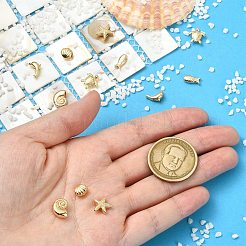 12個 6スタイル ラックメッキ真鍮ビーズ  カドミウムフリー＆ニッケルフリー＆鉛フリー  混合図形  18KGP本金メッキ  6.5~10x4.5~10x3~4mm  穴：1~1.5mm  2個/スタイル&nbsp;KK-CJ0005-86
