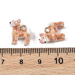 合金エナメルチャーム  犬のチャーム  ゴールドカラー  チョコレート  13.5~14x12.5x6mm  穴：1.5mm&nbsp;FIND-G115-01