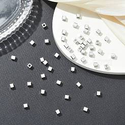 シェグレイスの真鍮ビーズ  カドミウムフリー＆ニッケルフリー＆鉛フリー  キューブ  プラチナメッキ  4x4x4mm  穴：2mm&nbsp;XGRQ1H040-339P