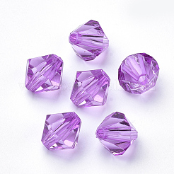 透明なアクリルビーズ  双円錐形  暗紫色  6x5.5mm  穴：1.5mm  約6120個/500g&nbsp;TACR-S146-6mm-19
