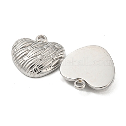 変色しない304ステンレススチールチャーム  ハートチャーム  ステンレス鋼色  13.5x13x3mm  穴：1.6mm&nbsp;STAS-L022-108P-06