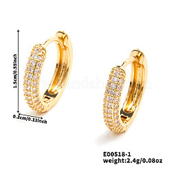高級でファッショナブルな真鍮フープピアス  ラインストーン付き  ゴールドカラー  15x3mm&nbsp;YV3496-1