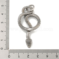 316サージカルステンレスペンダント  丸カン付き  スネークチャーム  アンティークシルバー  47x25x6mm  穴：7mm&nbsp;STAS-E212-115AS-D