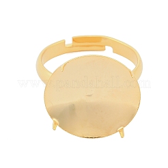 316ステンレス鋼カフリング部品  プロングリングのセッティング  ラウンド  24KGP本金メッキ  トレイ：17mm  usサイズ7 1/4(17.5mm)&nbsp;STAS-D375-04G