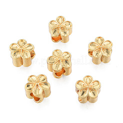 真鍮製ヨーロピアンビーズ  ニッケルフリー  大穴ビーズ  花  18KGP本金メッキ  10x10.5x8mm  穴：4mm&nbsp;KK-N259-24