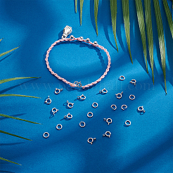 スターリングシルバースプリングリング留め金20個925個  20個のオープン丸カン付き  銀  引き輪：8x6.5x3mm  穴：2mm&nbsp;STER-PH0001-33B