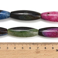 天然石瑪瑙ビーズ連売り  ライス  染め＆加熱  ミックスカラー  40.5~41.5x14~14.5mm  穴：1.2mm  約9個/連  15.20''~15.55''（38.6~39.5センチメートル）&nbsp;G-L654-G20-01C