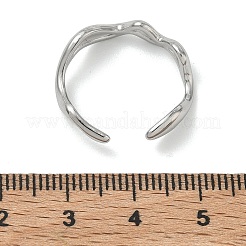女性用304ステンレススチールカフオープンリング  波  ステンレス鋼色  6mm  usサイズ8 3/4(18.7mm)&nbsp;RJEW-L341-07A-P