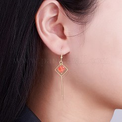 DIY ジェムストーン ドロップ イヤリング メイキング キット  天然グリーン オニキス アゲート、アゲート ナゲット、ガラス ラッパ、シード ビーズを含む  ロボット & スクエア 合金 ペンダント  304ステンレススチールピアスフック  ミックスカラー  3~40x3~26x0.6~12mm  穴：0.8~2mm&nbsp;DIY-SZ0009-75