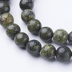 天然石ビーズ連売り  天然蛇紋岩/グリーンレースストーン  ラウンド  濃い緑  直径約6mm  穴：0.8mm  約65個/連  15~16インチ&nbsp;GSR6MMC146-1