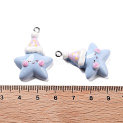 樹脂チャーム  プラチナ鉄ループ付き  スター  32x22.5x8mm  穴：2mm&nbsp;RESI-R450-02D