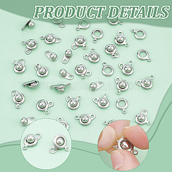 30セット 201 ステンレススチールスナップ留め  ステンレス鋼色  14.5x8x5.5mm  穴：1.5mm&nbsp;STAS-UN0062-05