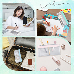 4個入り、4色展開の長方形PVC＆PUレザー製再封可能袋  ペン  鉛筆＆マーカーケース  ミックスカラー  10.5x22.3x0.25cm  1pc /カラー&nbsp;ABAG-CN0001-42