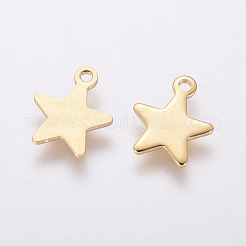 304ステンレススチールチャーム  スター  18KGP本金メッキ  10x8x0.8mm  穴：1.4mm&nbsp;X-STAS-L234-069G