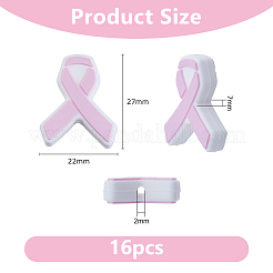 16 個のシリコン焦点ビーズ  意識のリボン  27x22x7mm  穴：2mm&nbsp;SIL-DC0001-57