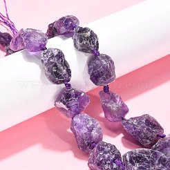 天然石アメジストビーズ連売り  段階的なビーズ  ナゲット  アメジスト  16~50x10~38x7~27mm  穴：1mm&nbsp;G-G486-01