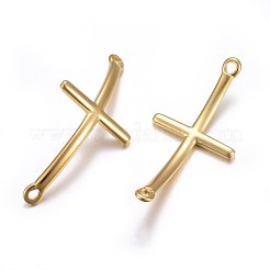 304ステンレススチールリンクコネクター  横クロス  ゴールドカラー  47~49x22x2.5mm  穴：2.5mm&nbsp;X-STAS-O110-11G
