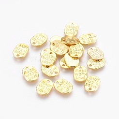 チベット風合金チャーム  愛で作ったフレーズの楕円形  カドミウムフリー＆ニッケルフリー＆鉛フリー  ゴールドカラー  11x8x1mm  穴：1.5mm  約2435個/1000g&nbsp;TIBEP-Q035-08G-NR