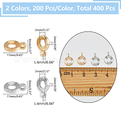 400個 2色 CCB プラスチックチューブベイル  ミックスカラー  11x8x2mm  穴：1.6mm  内径：3mm  200個/カラー&nbsp;CCB-DC0001-17