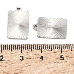304ステンレスペンダント  レイと  ステンレス鋼色  長方形のチャーム  17x11x1.5mm  穴：1.2mm&nbsp;STAS-C167-08E-P