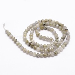 天然石ラブラドライトビーズ連売り  ラウンド  4mm  穴：1mm  約96個/連  14.9インチ〜15.1インチ&nbsp;G-G735-29-4mm