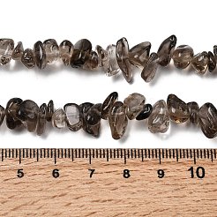 天然スモーキークォーツチップ連売り  5~8mm  穴：1mm  32インチ&nbsp;F037