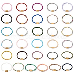 304ステンレススチールとポリエステルメタリックコードの女性用ブレスレット  魚糸インナーとマグネット留め具付き  イオンプレーティング（ip）  ミックスカラー  7-1/4インチ（18.3cm）&nbsp;BJEW-Z145-01G