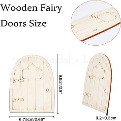 木製の妖精のドアの装飾  アンティークホワイト  9.9x6.75x0.2~0.3cm&nbsp;WOOD-NB0001-64C