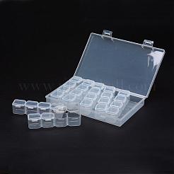 ポリプロピレン製プラスチックビーズ収納ケース  取り外し可能な  28のコンパートメント  長方形  透明  17.5x10.8x2.6cm&nbsp;CON-N008-015