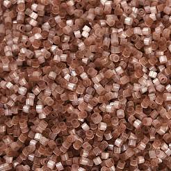 模造猫目ガラスシードビーズ  染め  シリンダー  ダークサーモン  1.6x1.3mm  穴：0.8mm  約6666個/50g&nbsp;X-SEED-H003-03L
