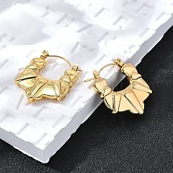 女性用304ステンレスフープピアス  イオンプレーティング（ip）  18KGP本金メッキ  24x22.5x3.5mm&nbsp;EJEW-L296-076G