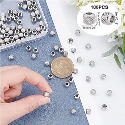201ステンレススチールビーズ100個  ロンデル  ステンレス鋼色  6x5.5mm  穴：2mm&nbsp;STAS-UN0025-23