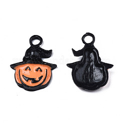 スプレープリント合金エナメルチャーム  カドミウムフリー＆ニッケルフリー＆鉛フリー  ハロウィン  カボチャ  オレンジ  17x13x3mm  穴：2mm&nbsp;PALLOY-N164-021