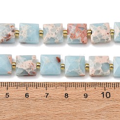 合成寿山石ビーズ連売り  多面カット  正方形  シードビーズで  10.5x10.5x4.5~5.5mm  穴：1mm  約31個/連  14.76~15.16''（37.5~38.5センチメートル）&nbsp;G-F839-A27-01