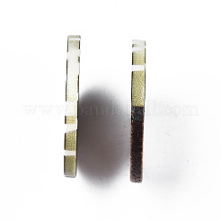 樹脂＆ウォールナットウッドペンダント  スケール付きフラットラウンド  ブラック  35x2~3mm  穴：2mm&nbsp;X-RESI-S389-077